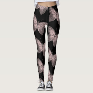 Rosa und schwarze SchmetterlingLeggings Leggings