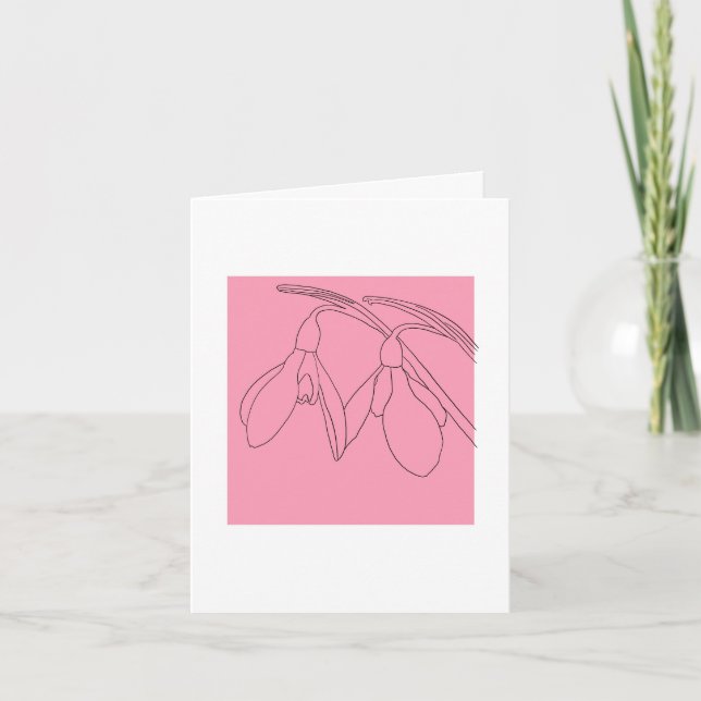 Rosa und schwarze Schneeglöckchenblume  Karte (Vorderseite)