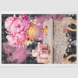Rosa und schwarze Shabby Glam Tabelle Dekoupage Pa Seidenpapier
