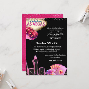 Rosa und schwarze Skyline von Las Vegas Einladung