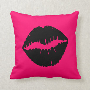 Rosa und schwarze Smooch Kissen