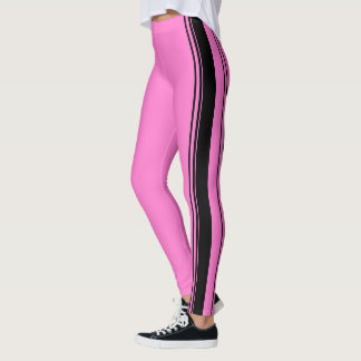 Rosa und schwarze Streifen Leggings