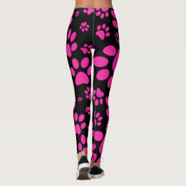 Rosa und schwarze Tatze-Drucke Leggings