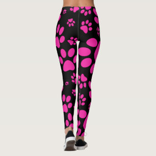 Rosa und schwarze Tatze-Drucke Leggings