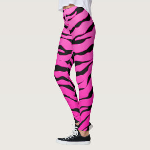 Rosa und schwarze Tiertiger-Streifen Leggings