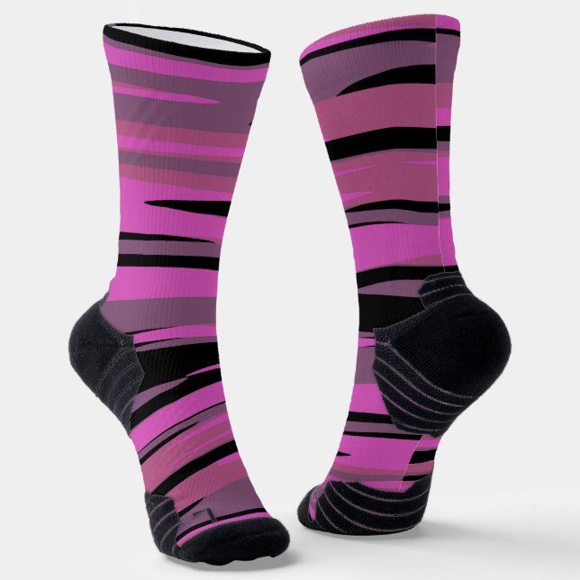 Rosa und schwarze Tiger-Camouflage Socken (Gewinkelt)