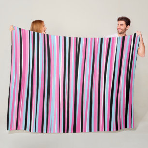 Rosa und schwarze vertikale Streifen Fleecedecke