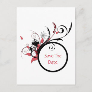 Rosa und schwarze Wirbel Save the Date Ankündigungspostkarte