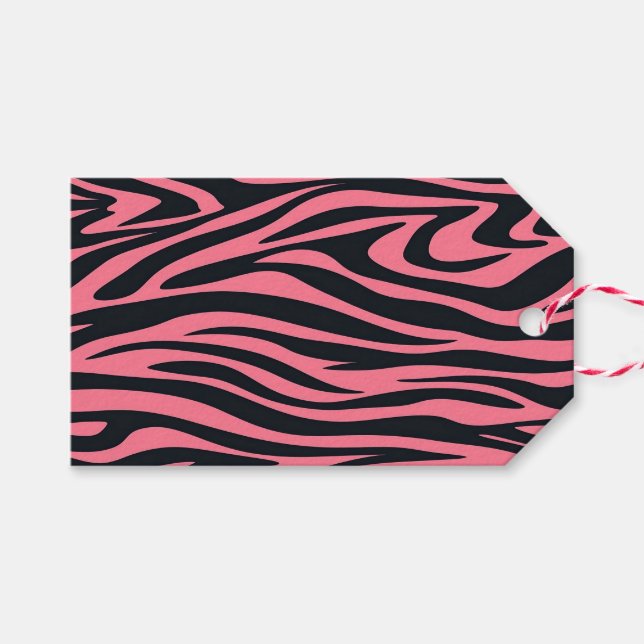 Rosa und schwarze Zebra Geschenkanhänger (Vorderseite (Horizontal))