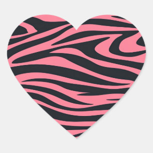 Rosa und schwarze Zebra Herz-Aufkleber