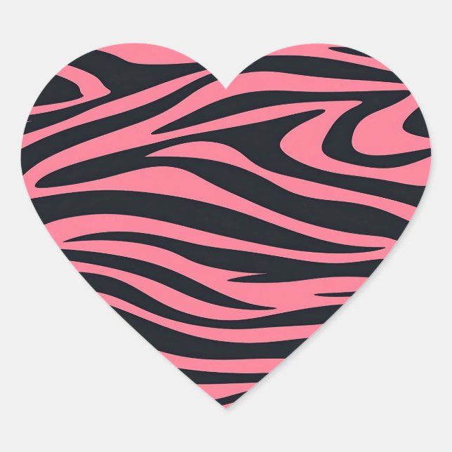 Rosa und schwarze Zebra Herz-Aufkleber (Vorderseite)