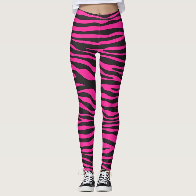 Rosa und schwarze Zebra Leggings (Vorderseite)