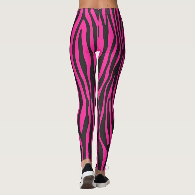 Rosa und schwarze Zebra Leggings (Rückseite)