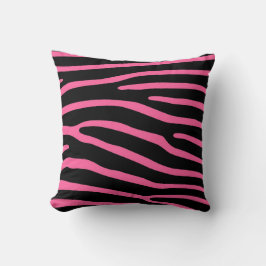 Rosa und schwarze Zebra-Schriftzüge Kissen