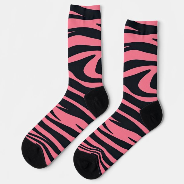 Rosa und schwarze Zebra Socken (Linkes Detail)