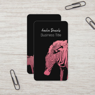 Rosa und schwarze Zebra-Visitenkarte Visitenkarte