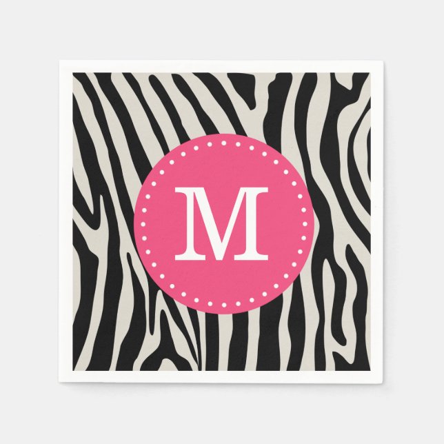 rosa und schwarze Zebrastreifen Serviette (Vorderseite)
