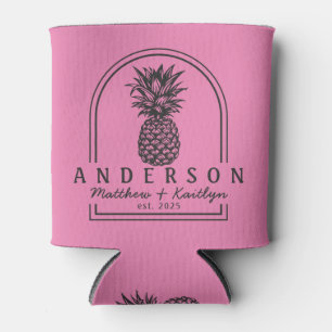 Rosa und schwarzer Ananas-Hochzeitsbogen & Name Dosenkühler