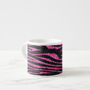Rosa und schwarzer bling Zebra-Druck Espressotasse