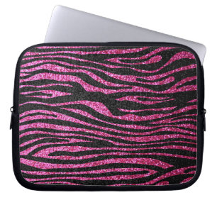 Rosa und schwarzer bling Zebra-Druck Laptopschutzhülle