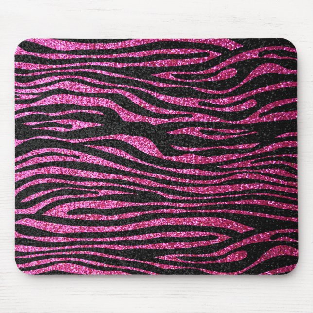 Rosa und schwarzer bling Zebra-Druck Mousepad (Vorne)