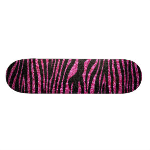 Rosa und schwarzer bling Zebra-Druck Skateboard