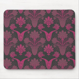 Rosa und schwarzer Damast Mousepad