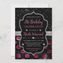 Rosa und schwarzer Glitzer Lips 21. Geburtstag