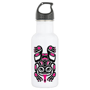 Rosa und schwarzer Haida-Geist-Baum-Frosch Edelstahlflasche