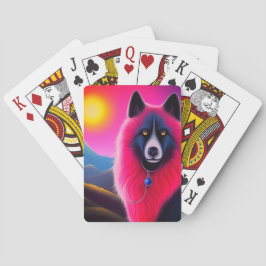 Rosa und schwarzer Hund Spielkarten