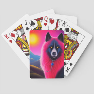 Rosa und schwarzer Hund Spielkarten
