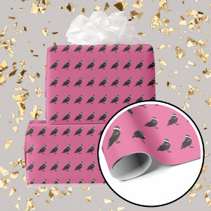 Rosa und schwarzer Krähen-Santa Frohe Weihnachten  Geschenkpapier