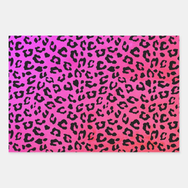Rosa und schwarzer Leopard Geschenkpapier Set (Vorderseite)