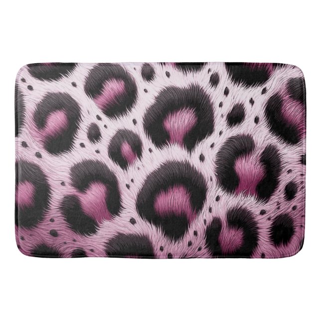 Rosa und schwarzer Leopard Pelztierdruckpunkte Badematte (Vorderseite)