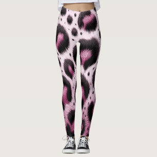 Rosa und schwarzer Leopard Pelztierdruckpunkte Leggings