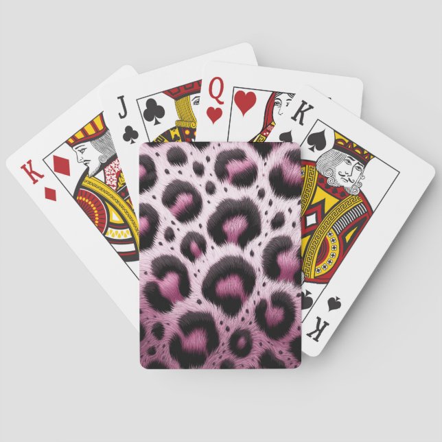 Rosa und schwarzer Leopard Pelztierdruckpunkte Spielkarten (Rückseite)