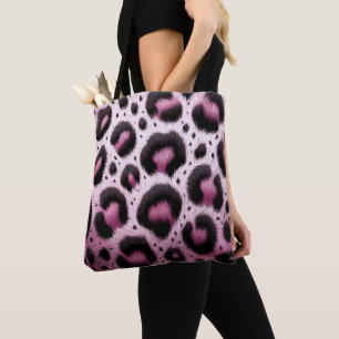 Rosa und schwarzer Leopard Pelztierdruckpunkte Tasche