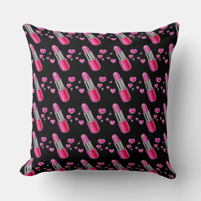 Rosa und schwarzer Lipstick, Lover Throw Kissen (Vorderseite)