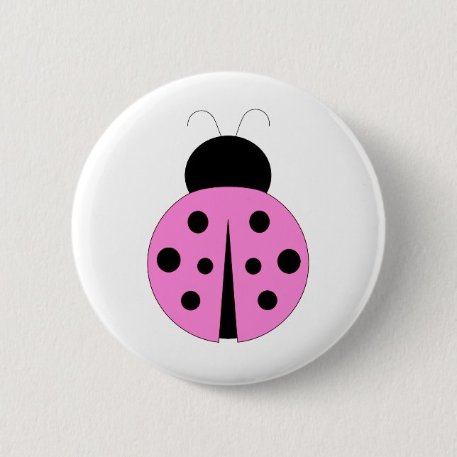 Rosa und schwarzer Marienkäfer Button (Vorderseite)