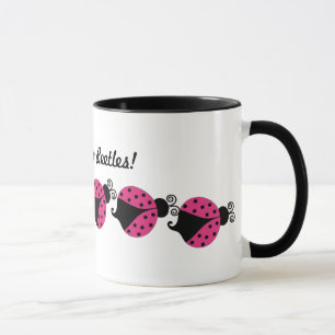 Rosa und schwarzer Marienkäfer-Kaffeebecher Tasse