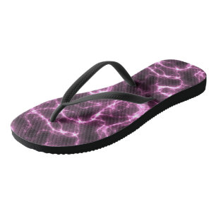 Rosa und schwarzer Marmor Abstrakter Swirl Flip Flops