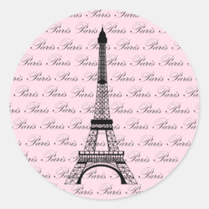 Rosa und schwarzer Paris-Eiffelturm Runder Aufkleber