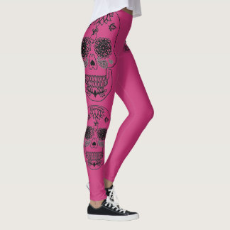 Rosa und schwarzer Schädel Leggings