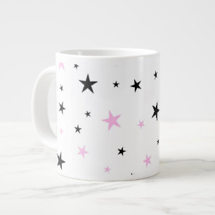 Rosa und schwarzer Stern-riesige Kaffee-Tasse Jumbo-Tasse