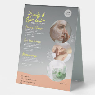 Rosa und schwarzer Wellness-Center Beauty & Wellne Tischaufsteller