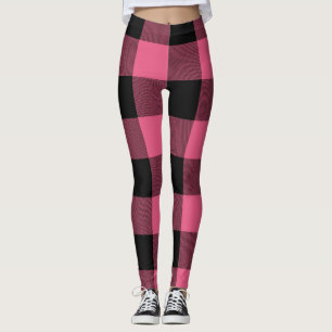 Rosa und schwarzes Buffalo-Karo-muster Leggings