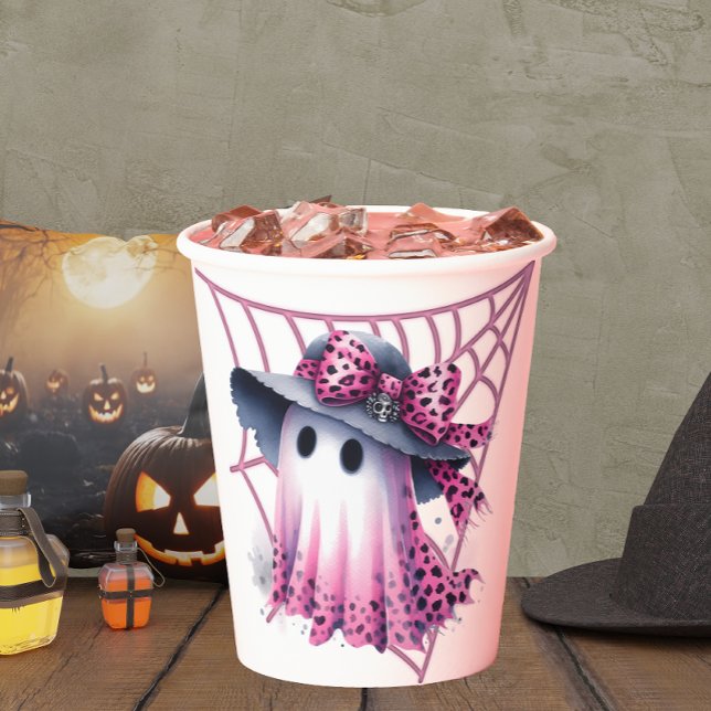 Rosa und schwarzes Coquette Halloween Pappbecher (Von Creator hochgeladen)