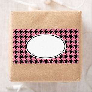 Rosa und schwarzes Gingham-Label