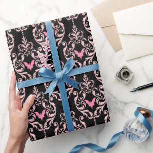 Rosa und Schwarzes Halloween Geschenkpapier