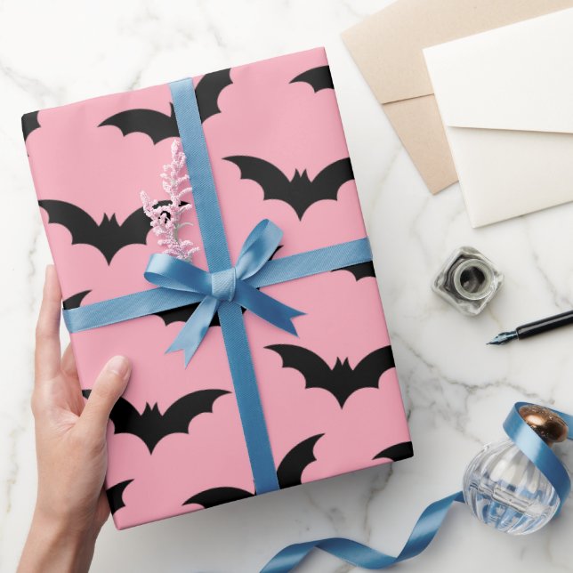 Rosa und Schwarzes Halloween Geschenkpapier (Schenken)